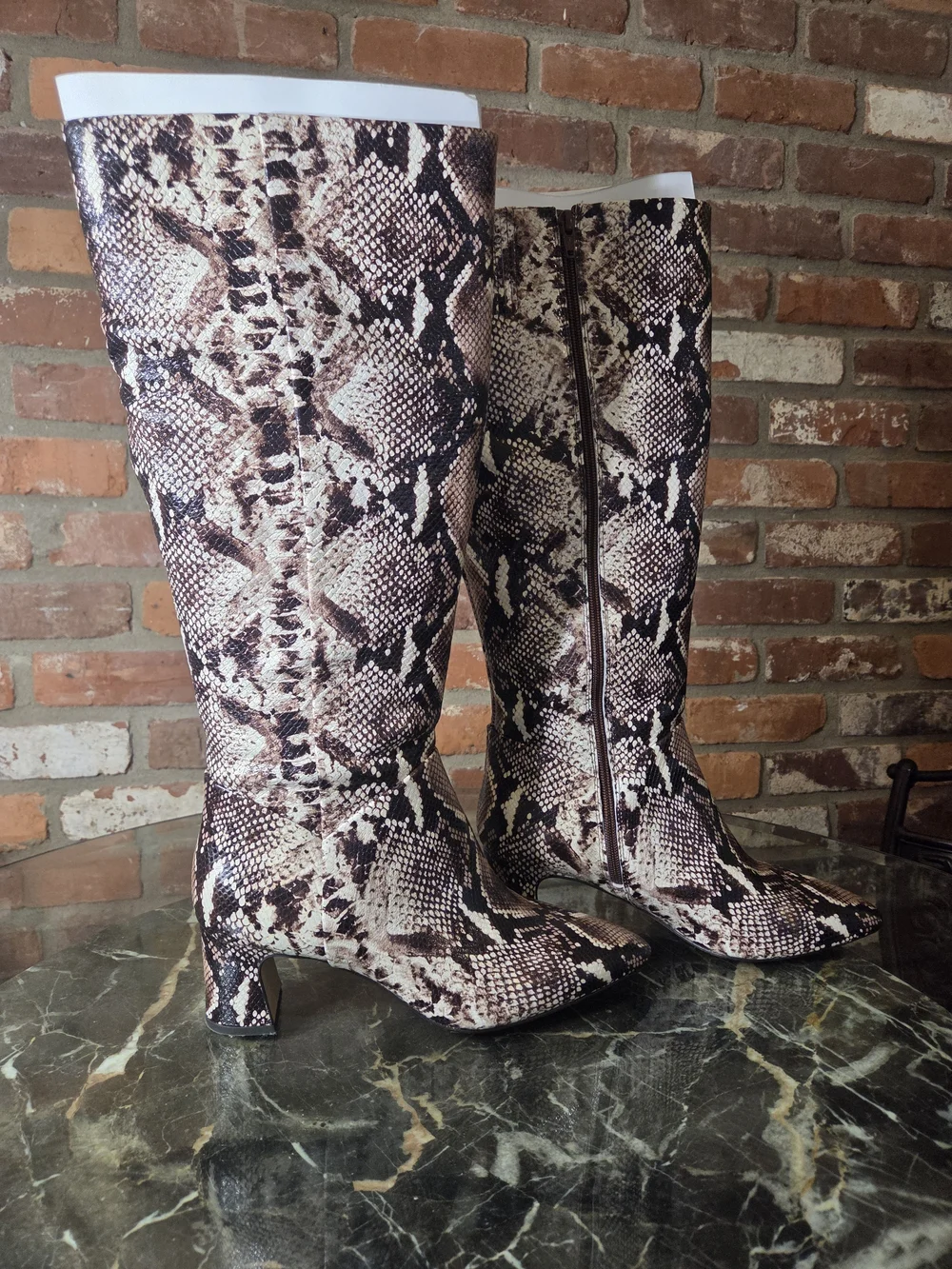 Antonio Melani Snake-Print Knee-High Women's Boots - Brown